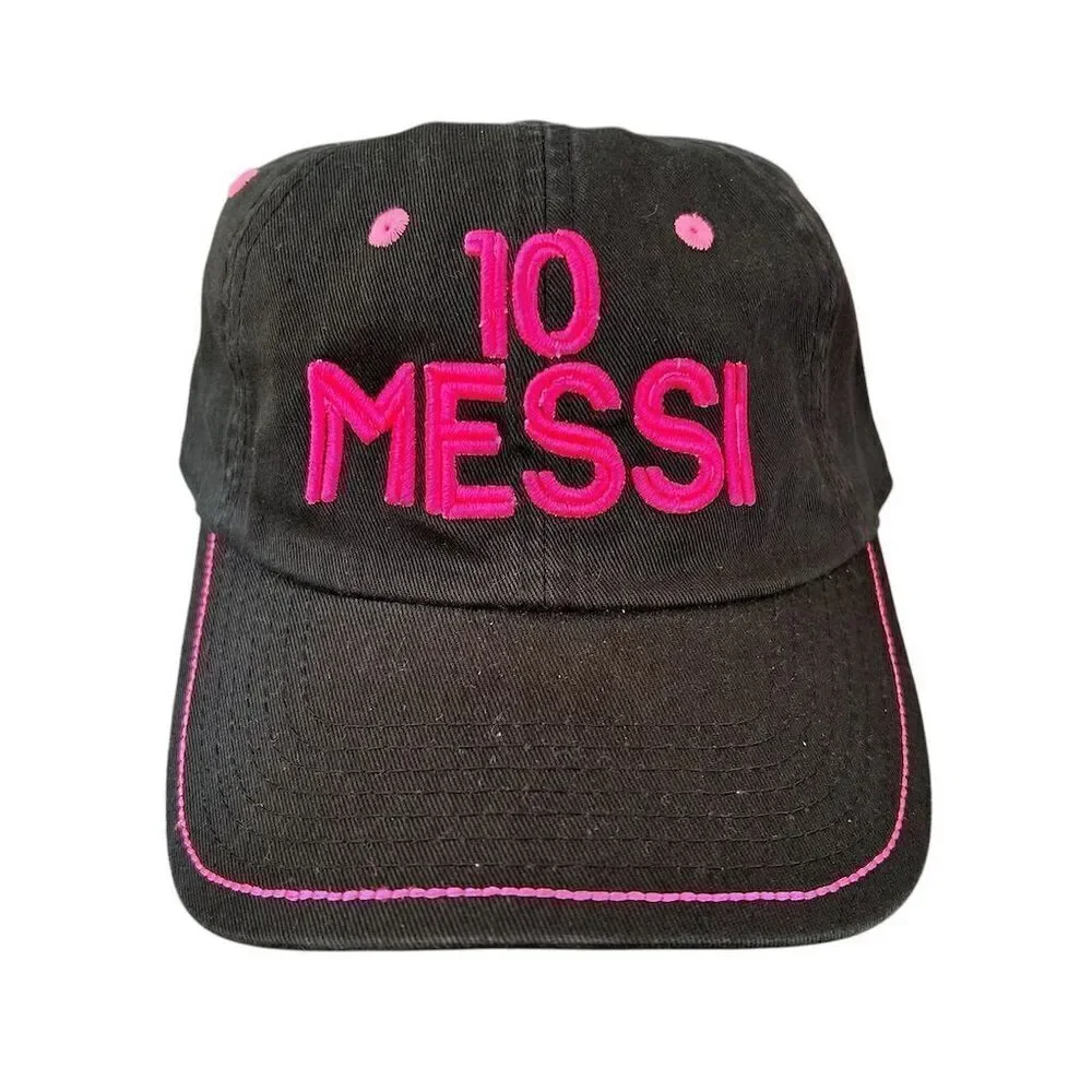 Inter Miami CF Lionel Messi #10 Black Pink Baseball Cap Unisex Adult - Picture 1 of 6